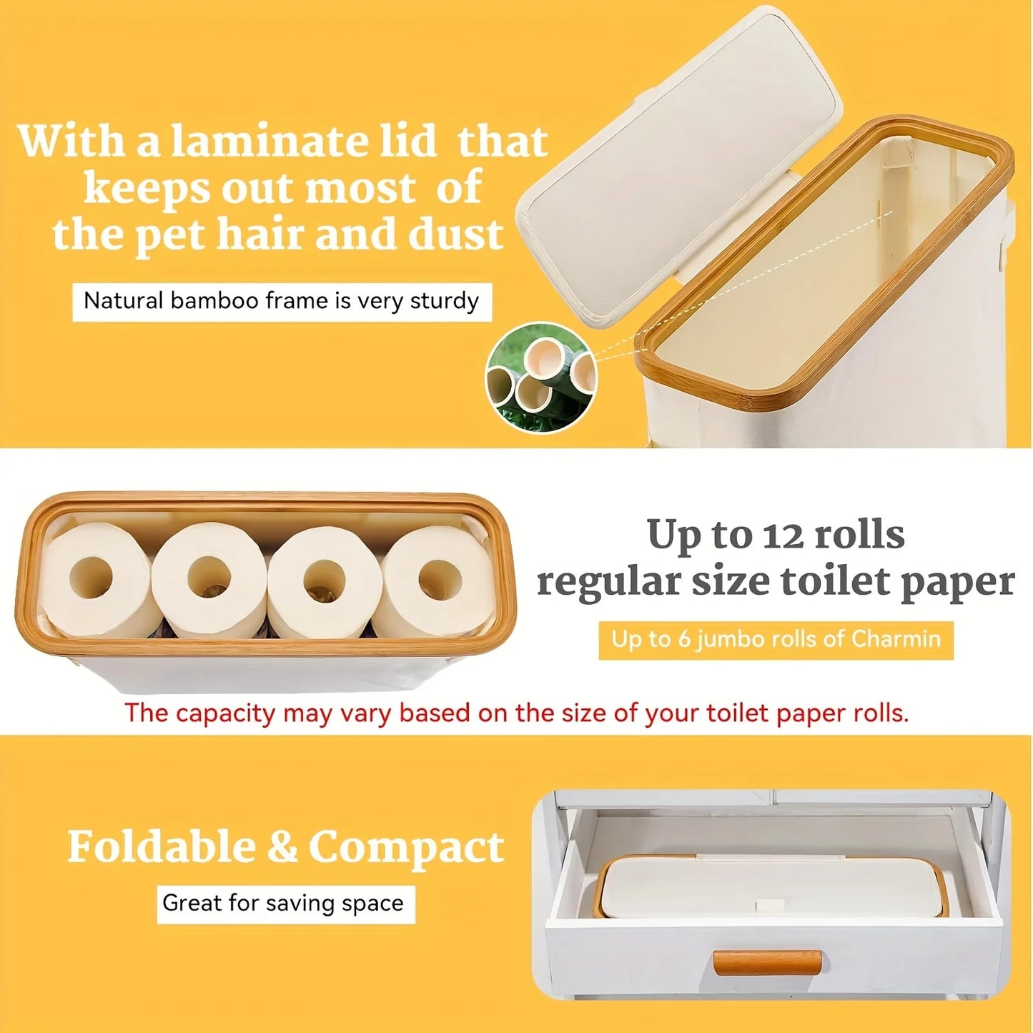 Bamboo Toilet Paper Holder with Lid
