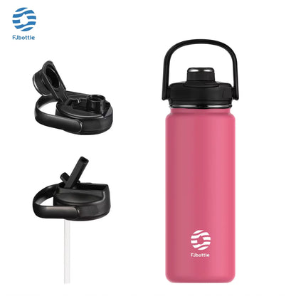 FEIJIAN Stainless Steel Thermos Bottle with Straw & Handle