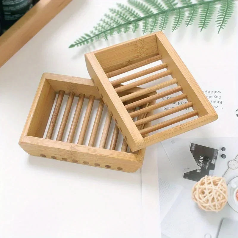 Oval Bamboo Soap Dish – Wooden Bar Soap Holder for Bathroom & Kitchen