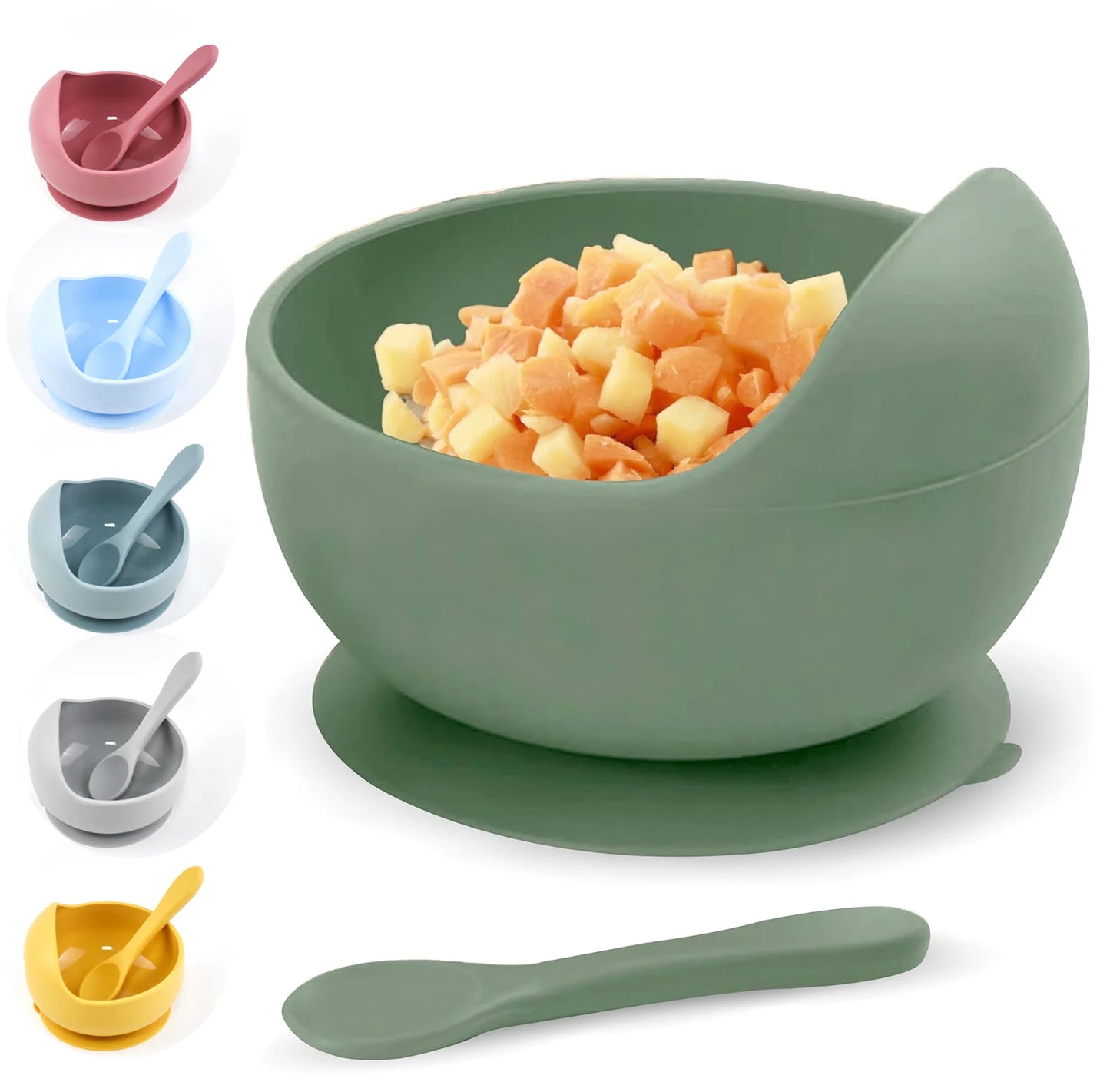 Silicone Baby Snail Bowl with Sucker & Spoon Feeding Set