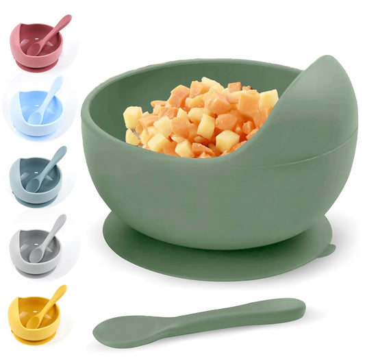 Silicone Baby Snail Bowl with Sucker & Spoon Feeding Set