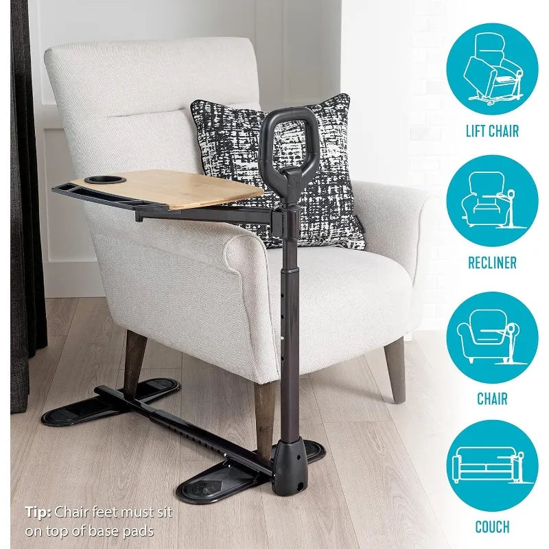 Adjustable Bamboo Tray Table with Swivel & Safety Handle