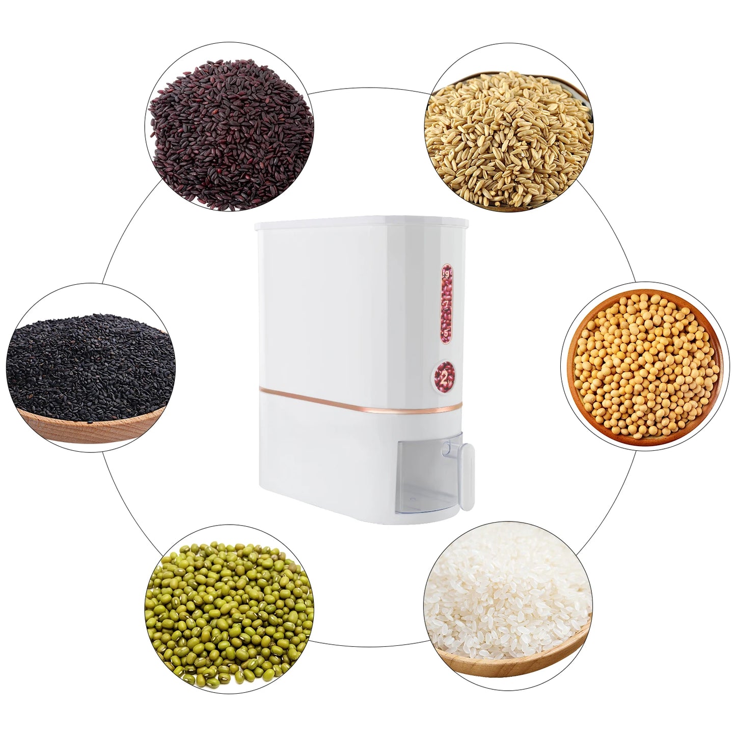 22lbs Slim Transparent Cereal Dispenser with Sloping Bottom