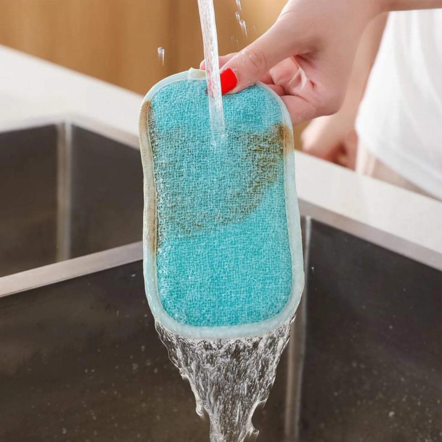 Reusable Double-Sided Microfiber Sponge