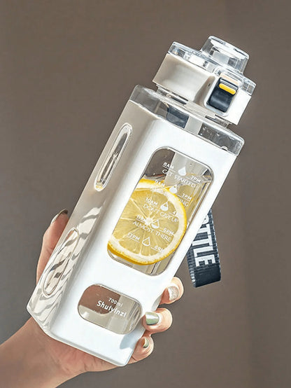 700ml White Sports Water Bottle with Sippy Lid