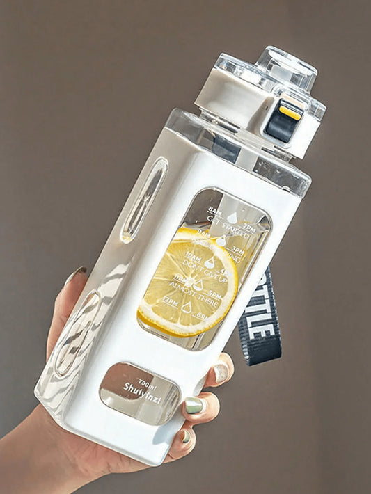700ml White Sports Water Bottle with Sippy Lid