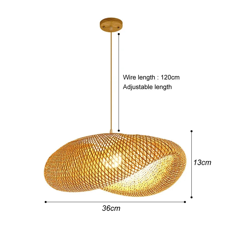 Bamboo Rattan Pendant Light – Handwoven Hanging Ceiling Lamp