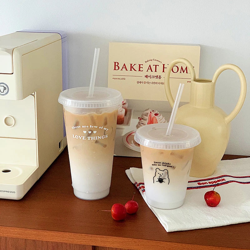 Kawaii Reusable Tumbler with Straw Lid