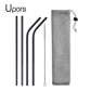 UPORS Reusable Stainless Steel Straws – Straight & Bent with Brush & Pouch