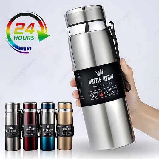 1000ml Thermal Water Bottle – Double Wall Stainless Steel Vacuum Flask, Leak-Proof