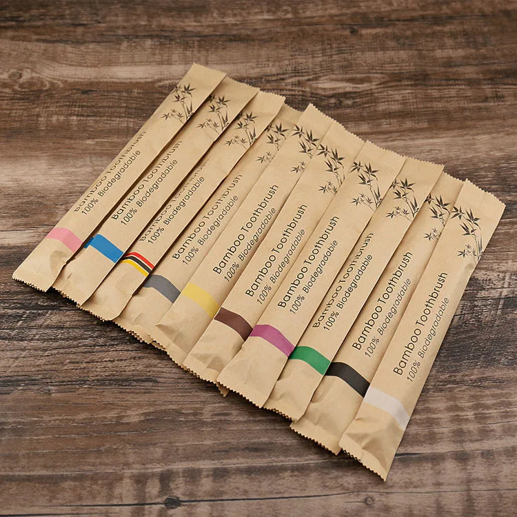 10PCS Bamboo Toothbrush Set
