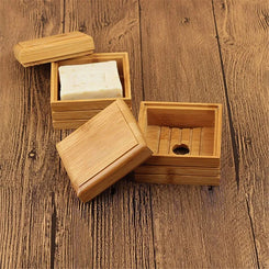 Bamboo Soap Dish with Lid – Draining Wooden Bar Soap Holder