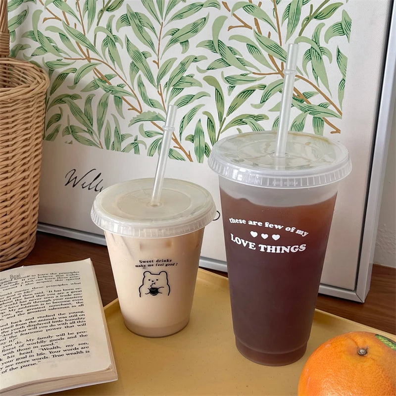 Kawaii Reusable Tumbler with Straw Lid
