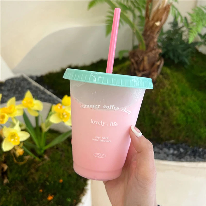 Kawaii Reusable Tumbler with Straw Lid