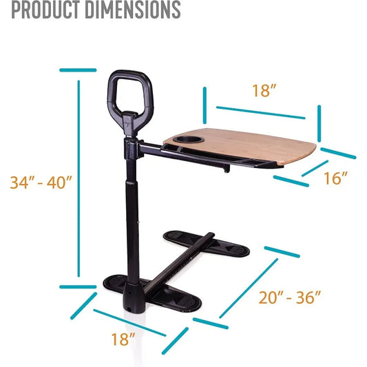 Adjustable Bamboo Tray Table with Swivel & Safety Handle