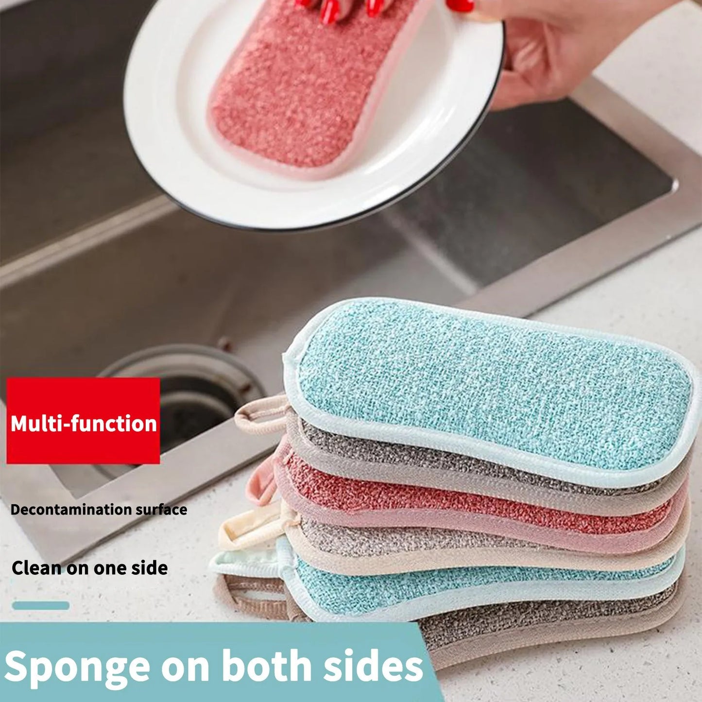 Reusable Double-Sided Microfiber Sponge