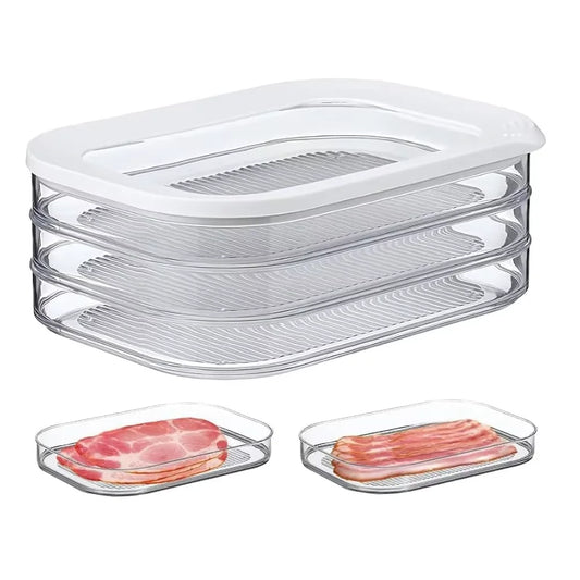 Stackable Meat Storage Container with Lid for Fridge