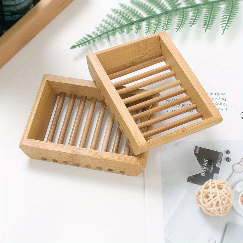 Oval Bamboo Soap Dish – Wooden Bar Soap Holder for Bathroom & Kitchen