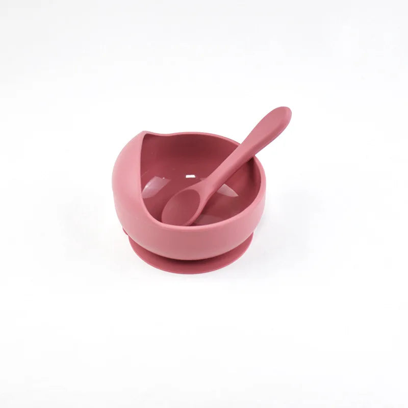 Silicone Baby Snail Bowl with Sucker & Spoon Feeding Set