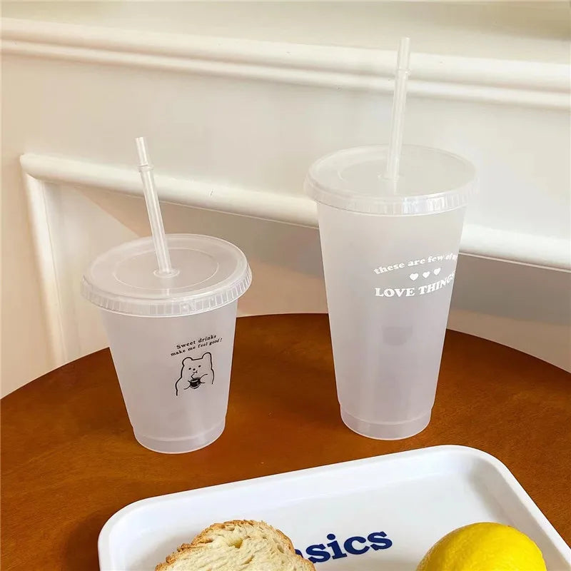 Kawaii Reusable Tumbler with Straw Lid