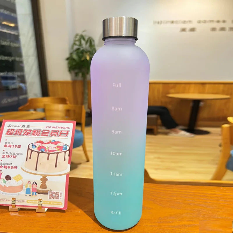 1L Motivational Sports Water Bottle with Time Marker