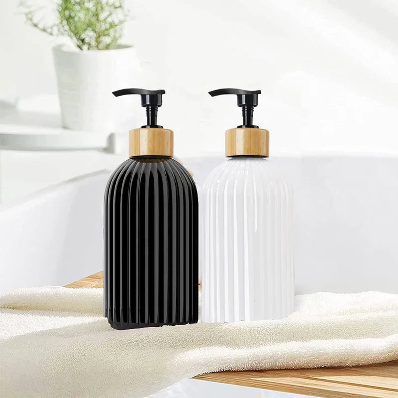 1/2PCS 500ml Refillable Soap Dispenser with Bamboo Pump