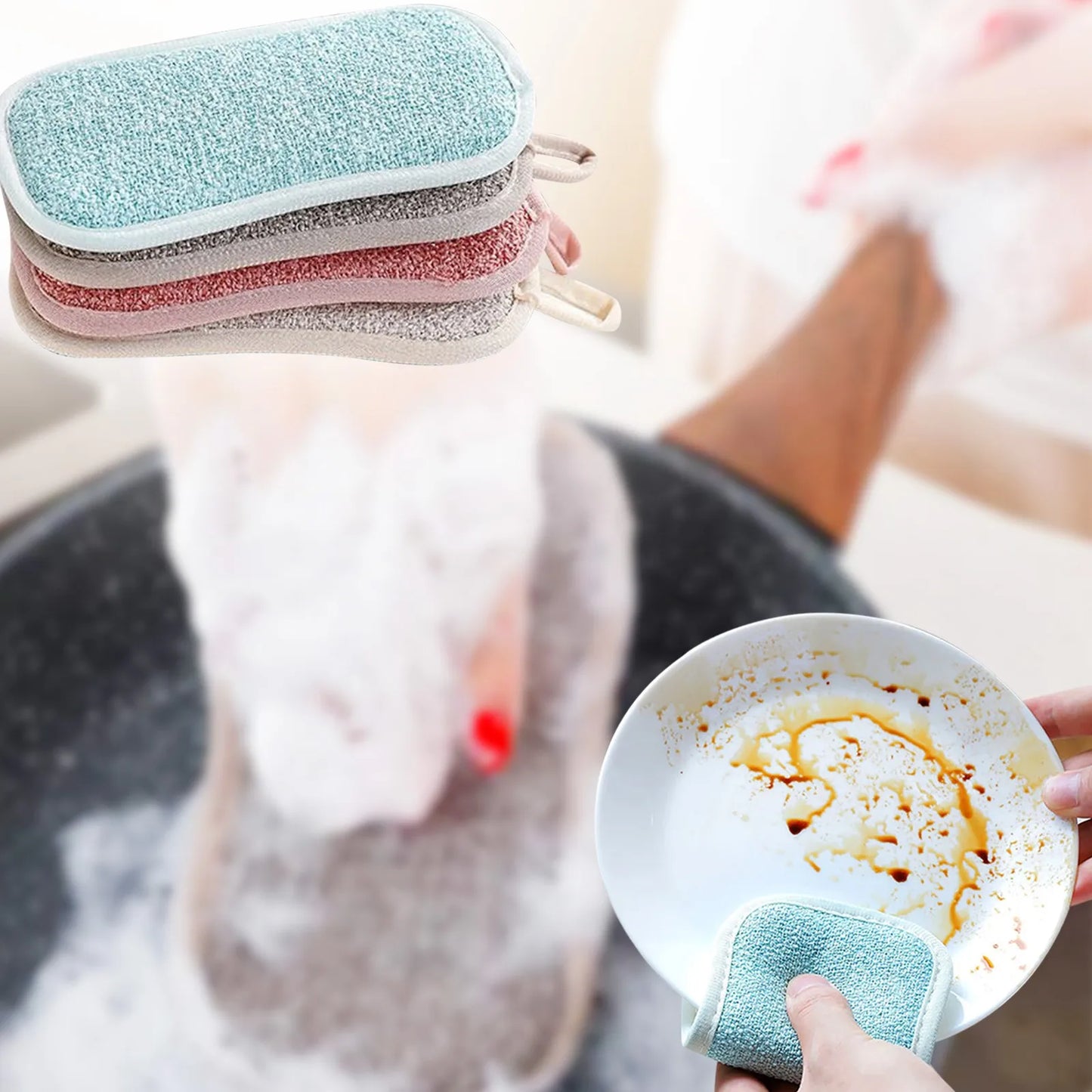 Reusable Double-Sided Microfiber Sponge