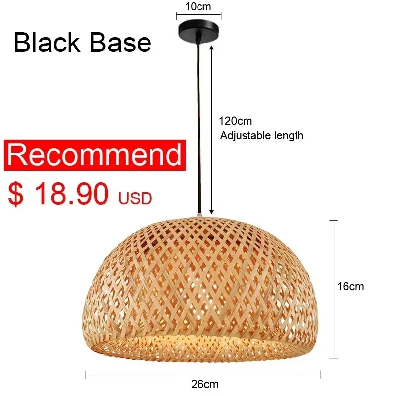 Bamboo Rattan Pendant Light – Handwoven Hanging Ceiling Lamp