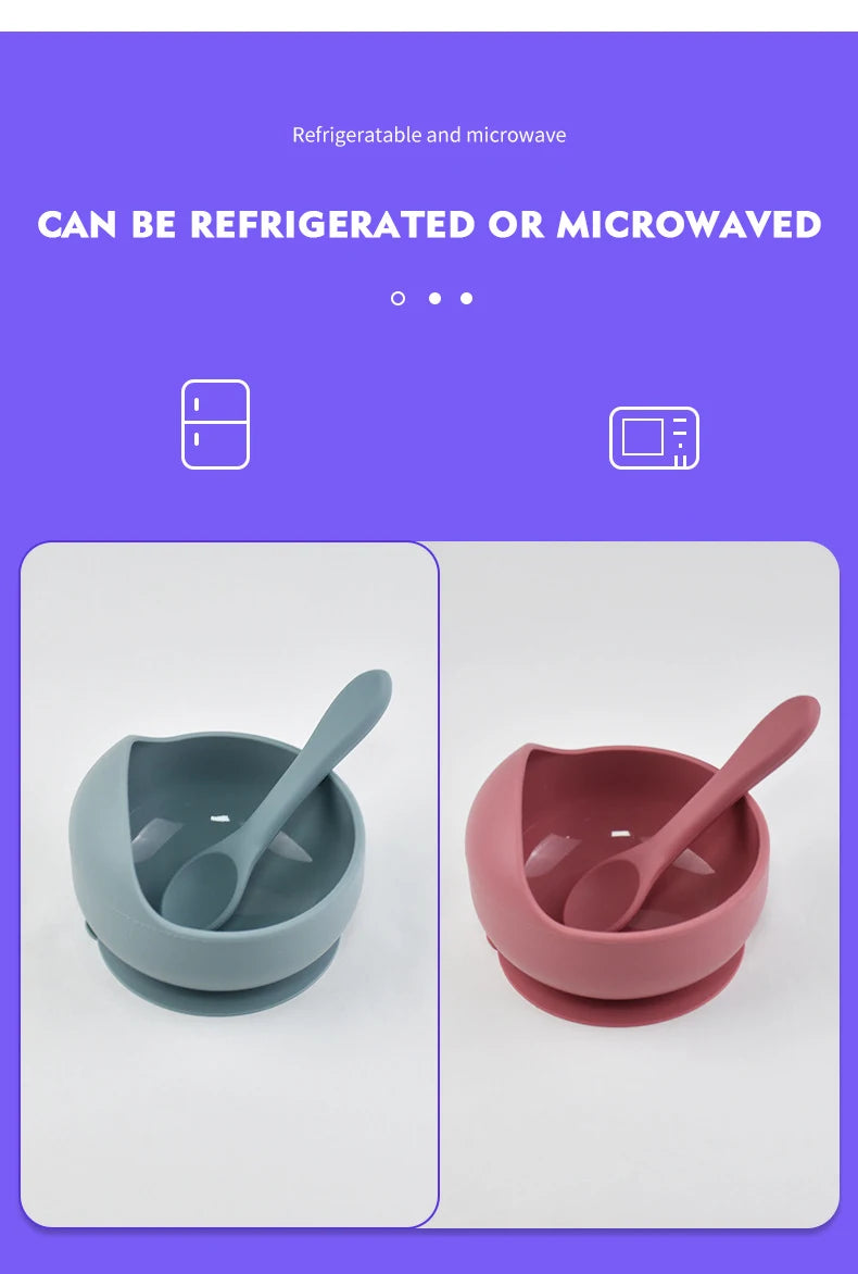 Silicone Baby Snail Bowl with Sucker & Spoon Feeding Set
