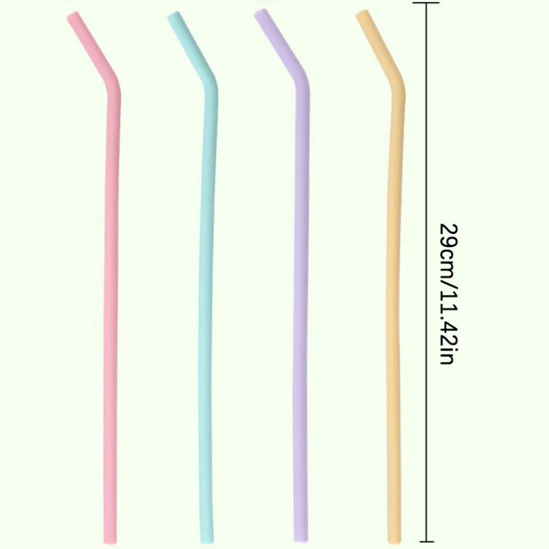 4-Pack Colorful Silicone Straws