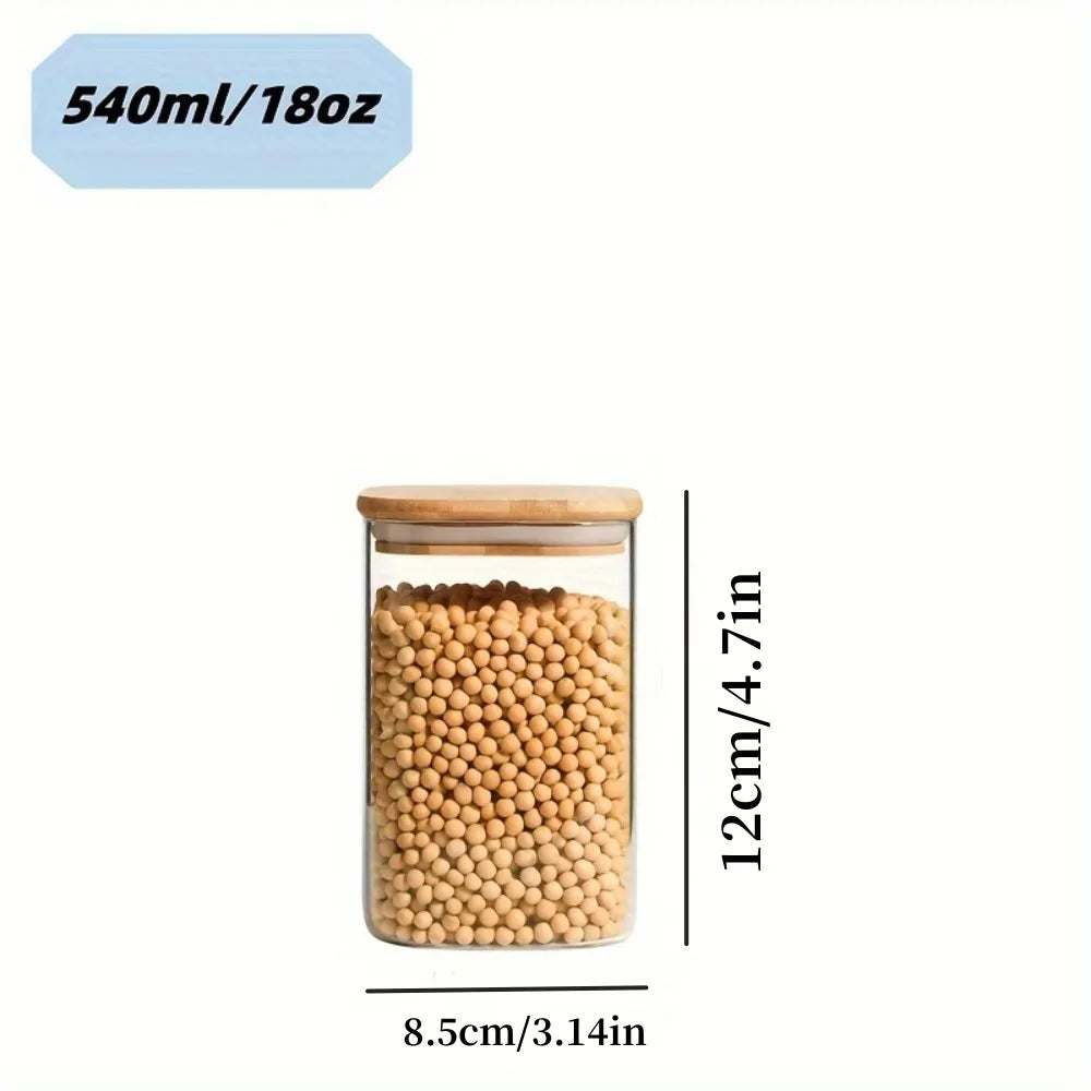 2/4pcs 540ml/1000ml Glass Food Storage Jars with Bamboo Lids