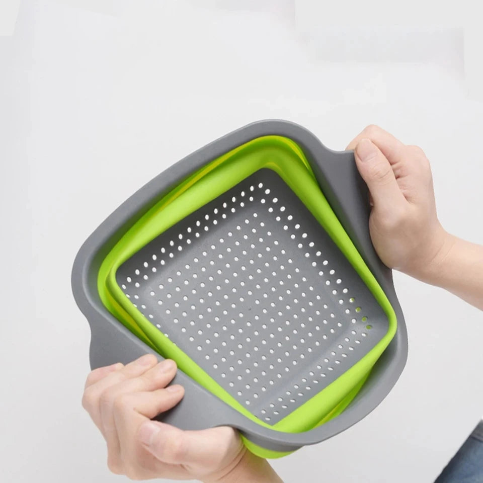 2PCS Silicone Folding Colander Basket for Kitchen Use