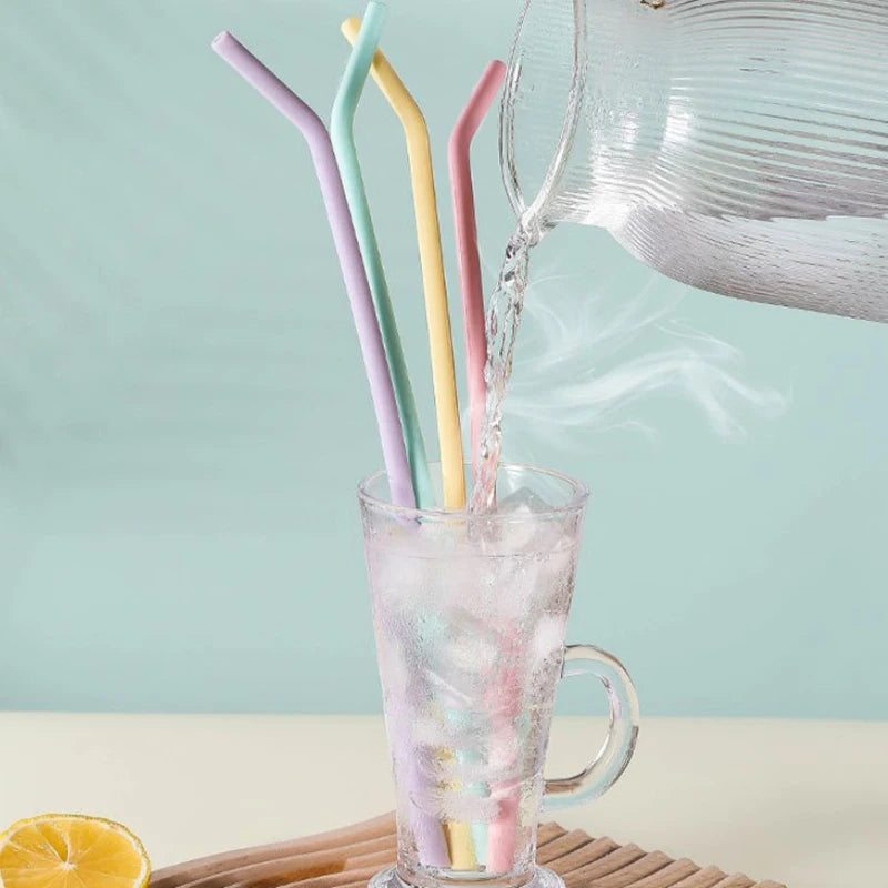 4-Pack Colorful Silicone Straws