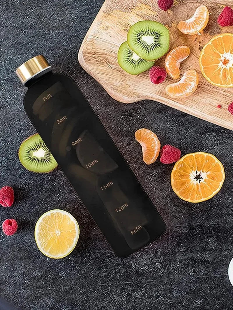 1L Motivational Sports Water Bottle with Time Marker