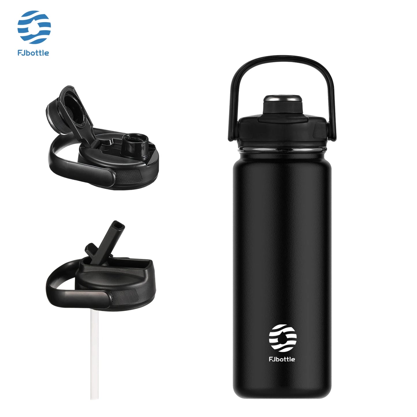 FEIJIAN Stainless Steel Thermos Bottle with Straw & Handle