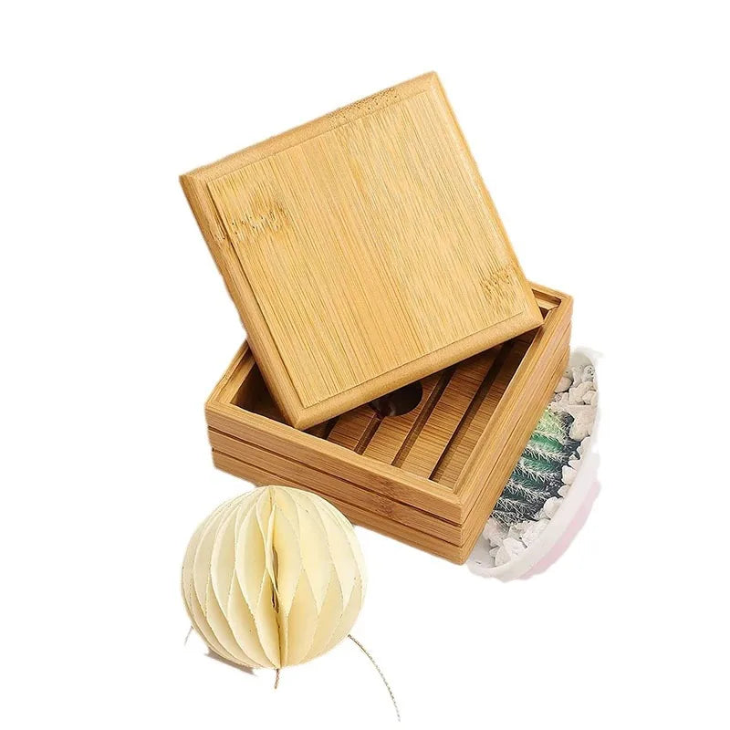 Bamboo Soap Dish with Lid – Draining Wooden Bar Soap Holder