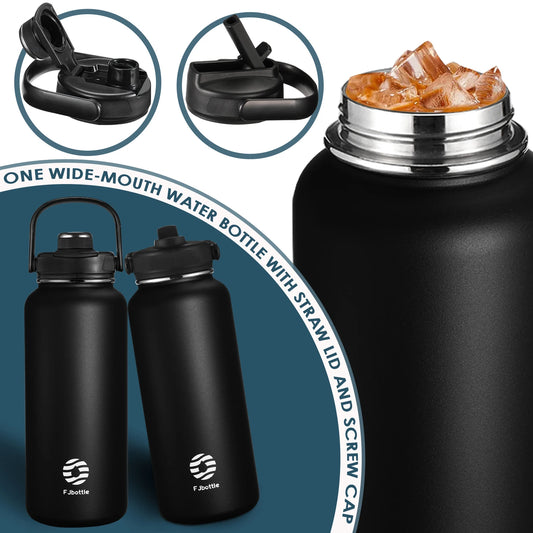 FEIJIAN Stainless Steel Thermos Bottle with Straw & Handle