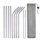 UPORS Reusable Stainless Steel Straws – Straight & Bent with Brush & Pouch