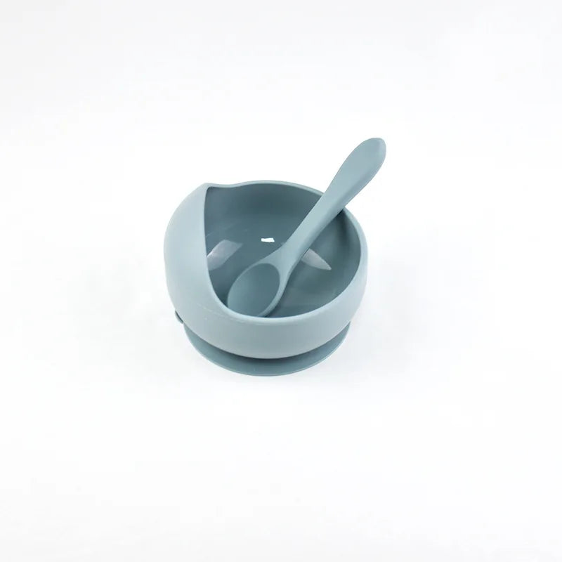 Silicone Baby Snail Bowl with Sucker & Spoon Feeding Set